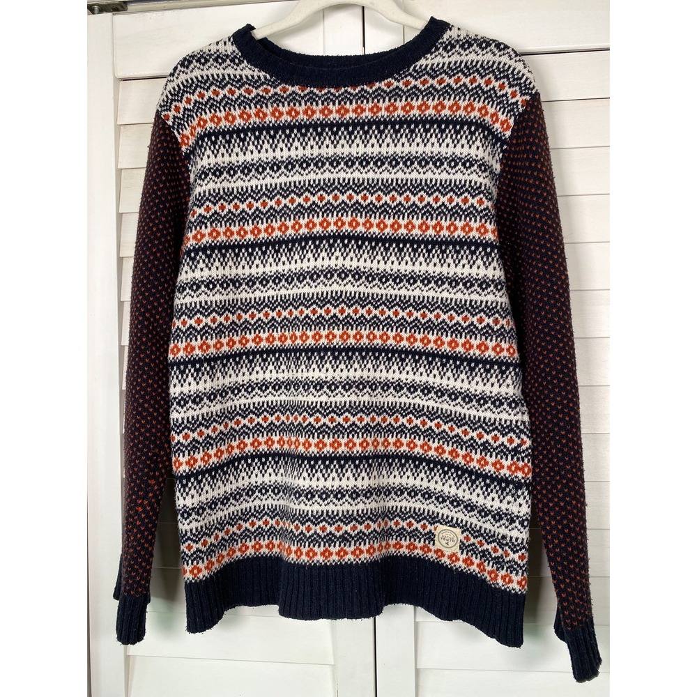 Native Youth Men's Fair Isle Knit Sweater Multicolor Wool Blend, Warm & Cozy | S
